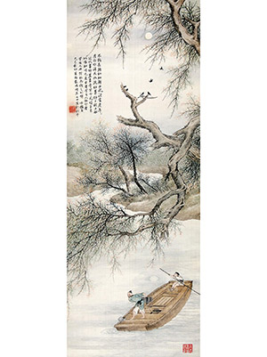 彭暘 《月下播网图》