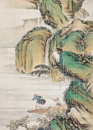 彭暘 《瀑潭求鲤图》