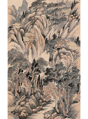 何维朴 《秋林掩瀑图》