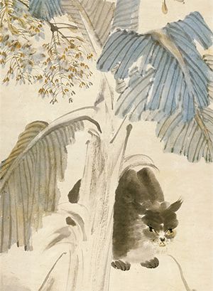 任伯年 《芭蕉黑猫》