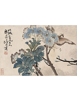 任伯年 《紫花白头图》