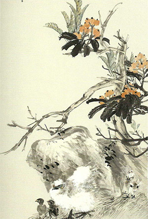 任伯年 《枇杷乌鸡图》