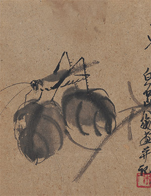 齐白石 《纺织娘》