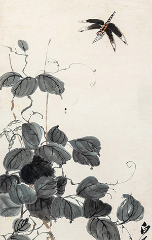 齐白石 《豆荚蜻蜓》