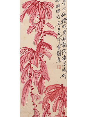 齐白石 《双蝶雁来红》