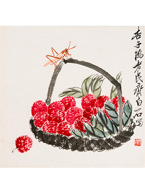 齐白石 《荔枝蚱蜢》