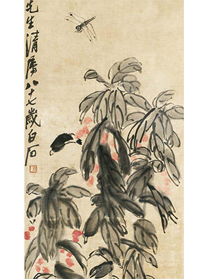 齐白石 《凤仙花蜻蜓》