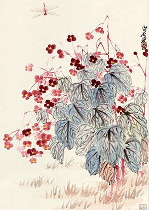 齐白石 《秋海棠草虫》