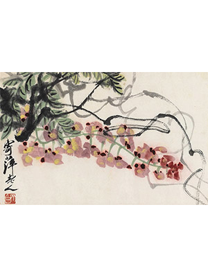 齐白石 《紫藤横逸》