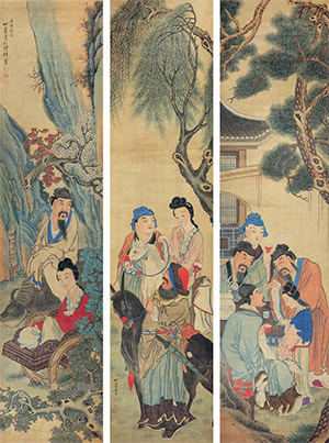 沈焯 《人物故事》四条屏