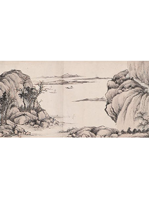 沈焯 《疏林抱溪岸》长卷