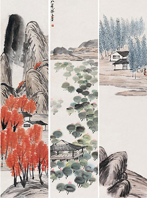 齐白石 《四季风景》四条屏