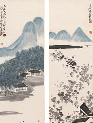 齐白石 《四季山水》四条屏