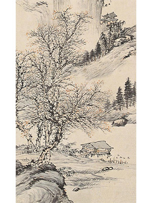 邵逸轩 《秋山野亭图》