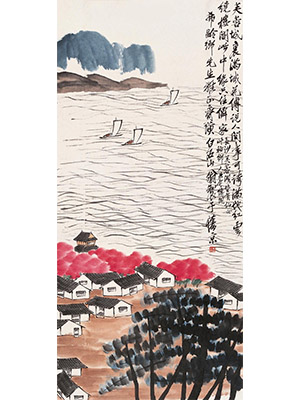 齐白石 《芙蓉城外帆影斜》