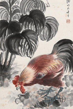 邵逸轩 《玉簪花下鸡公》