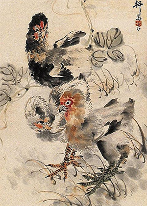 邵逸轩 《扁豆花下雏鸡》