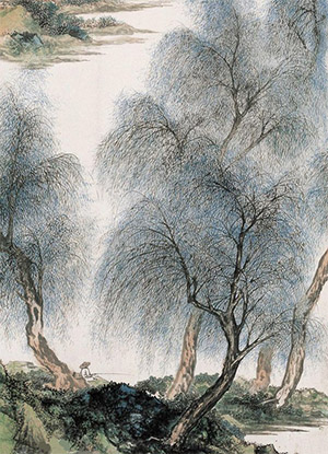 胡佩衡 《柳荫独钓》