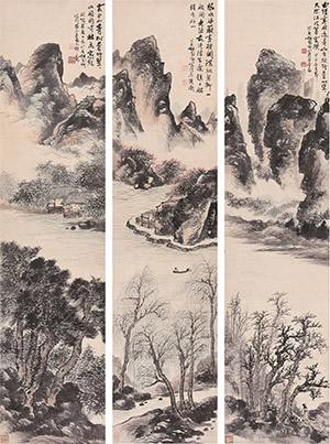 胡佩衡 《山水》四条屏