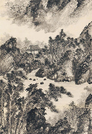 胡佩衡 《山阁深沉树影凉》