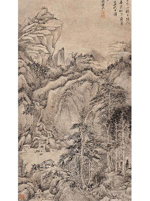 黄鼎 《飞瀑松山抱膝吟》