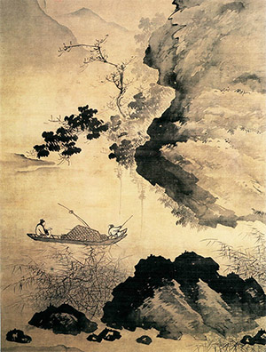蒋嵩 《渔舟读书图》