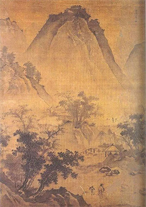 蒋嵩 《秋溪曳杖图》