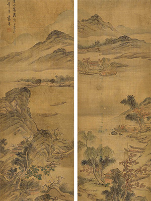 蓝孟 《山水》四条屏