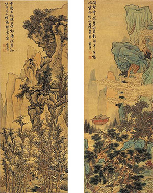 蓝瑛 《山水》四条屏