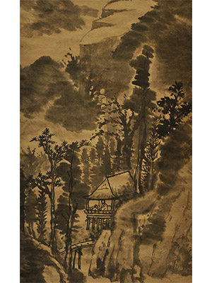 髡残 《泼墨溪山图》