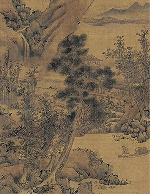 蓝瑛 《江湾轻舟》