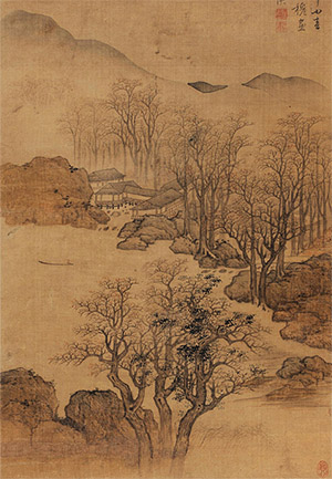 蓝瑛 《春坞泛舟》