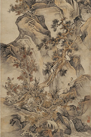 蓝瑛 《松荫飞瀑》