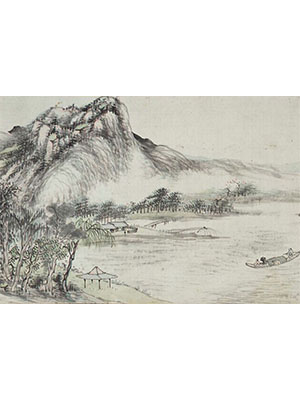 李修易 《归舟载石图》