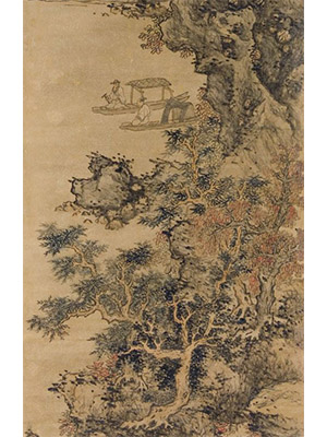 蓝瑛 《秋溪双棹》