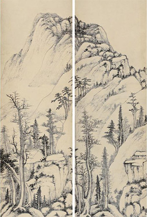 罗牧 《山水通景屏风》八帧