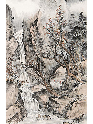 马企周 《秋山观瀑》