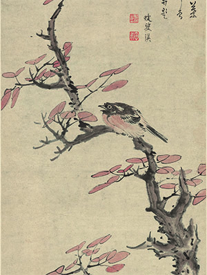 蓝瑛 《红叶秋禽》