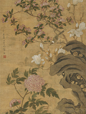 陆治 《春花山禽》