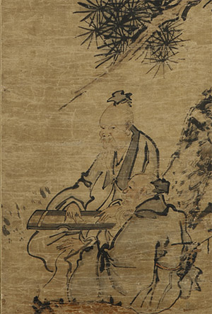蓝瑛 《松下弹琴图》