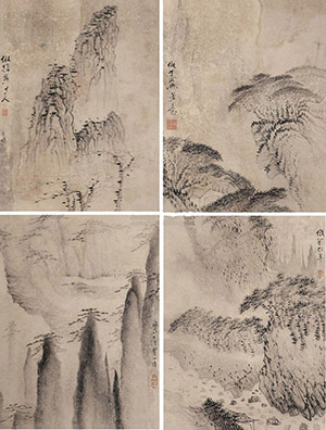 梅清 《云崖澹澹》四帧