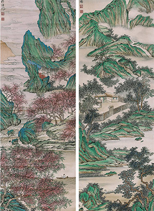 彭暘 《四季山水》条屏