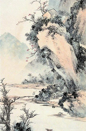 祁崑 《疏林澹山》