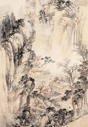 祁崑 《秋林策杖》