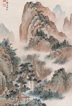 祁崑 《陆包山听瀑图》