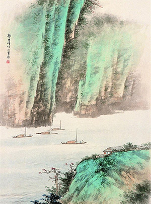 祁崑 《峡江云津渡》