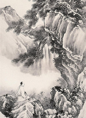 祁崑 《松崖听泉》