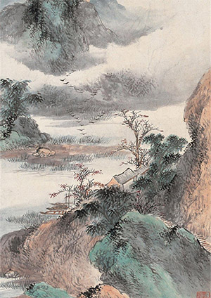 祁崑 《谿峰云霭》