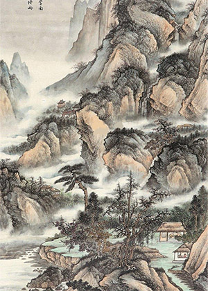 祁崑 《奇峰烟雨图》
