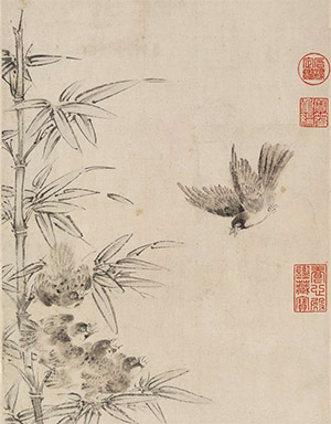 王榖祥 《春雏得饲图》
